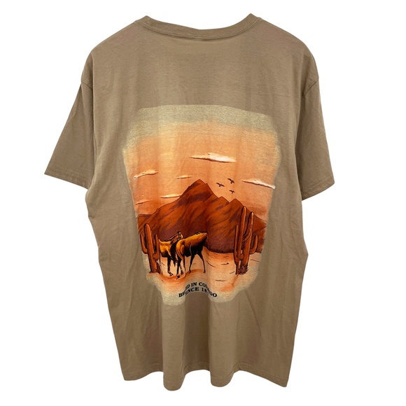 NWOT Coors Banquet Beer Cowboy Mountain Sunset Graphic T-Shirt Men’s Medium - Picture 3 of 8